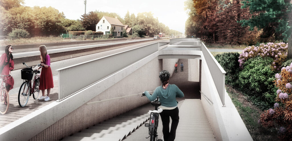 R0 oost - Ring rond Brussel - Brusselse Ring - Werken aan de ring - Welriekendedreef - fietstunnel - wandelaars fietsers - voetgangerstunnel